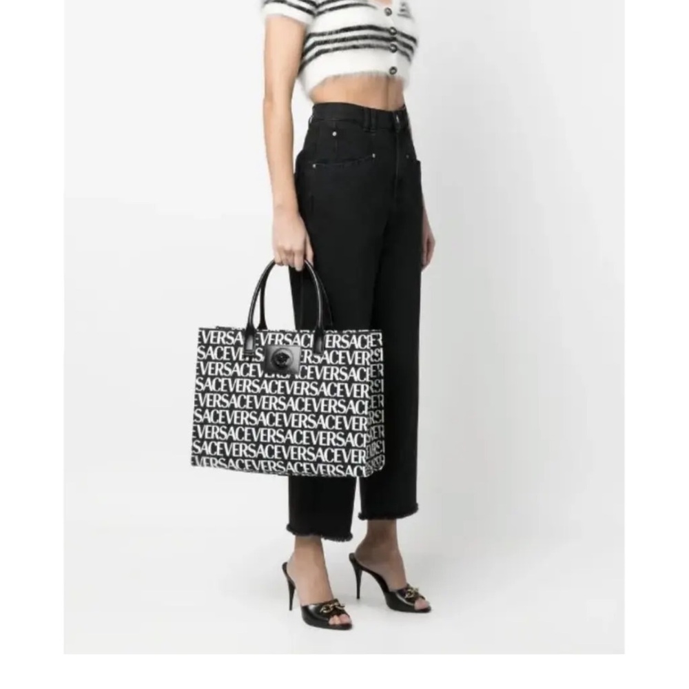 Versace Monochrome Logo Tote Bag - Picture 2 of 2